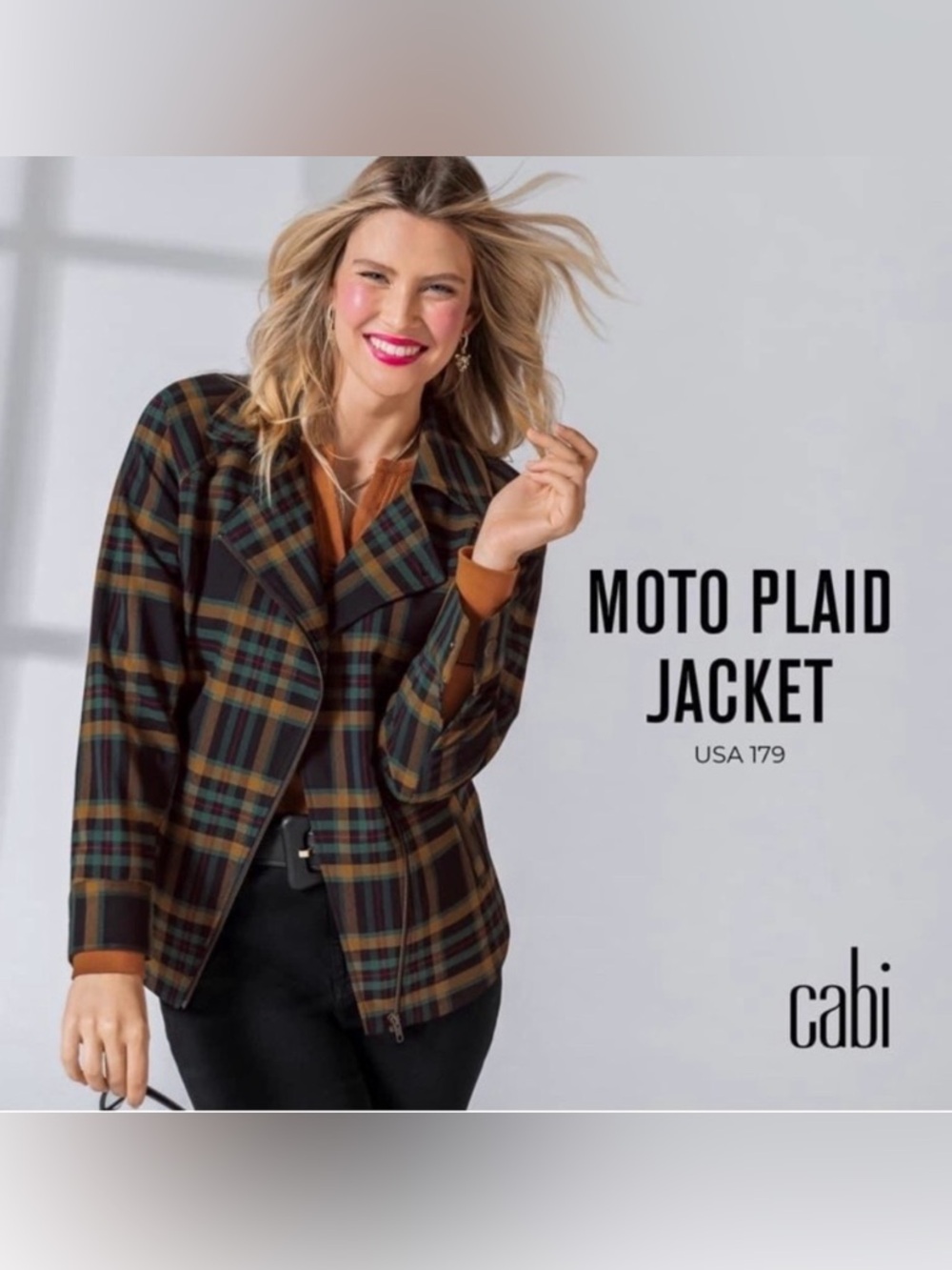 EUC Cabi Moto Plaid Jacket, size SMALL
